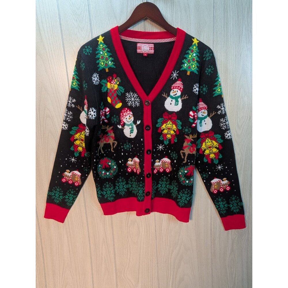 SoCal Look Medium Festive Funny Ugly Christmas Holiday Cardigan Sweater